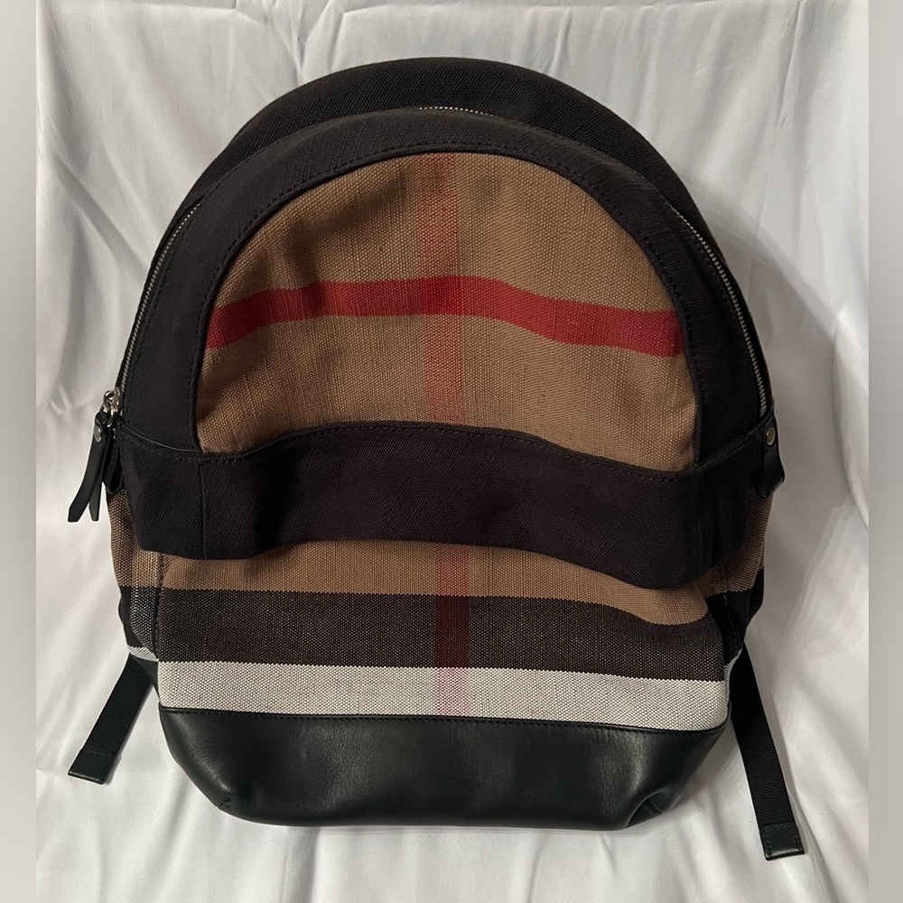 Burberry Jute Calfskin Mega Check Unisex Backpack - NWOT